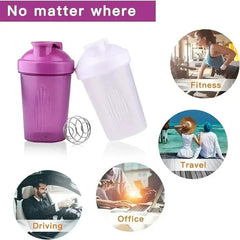 Bouteille Shaker de sport de 400 ml – Tasse à boire extérieure portable avec boule de mélange en acier inoxydable et marquages de mesure