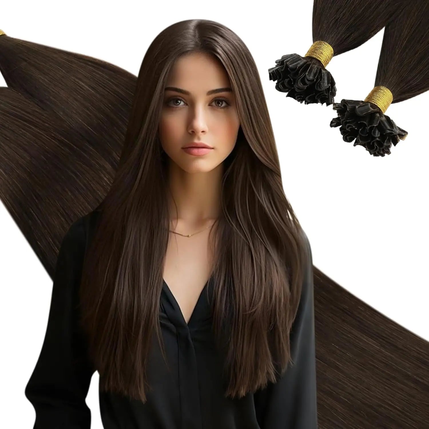 Ugeat U-Tip Human Hair Extensions 1g/s U-Tip Hair for Women 14-24" Pre-Glued Hair Extensions 50g/100g Keratin Tip Hair