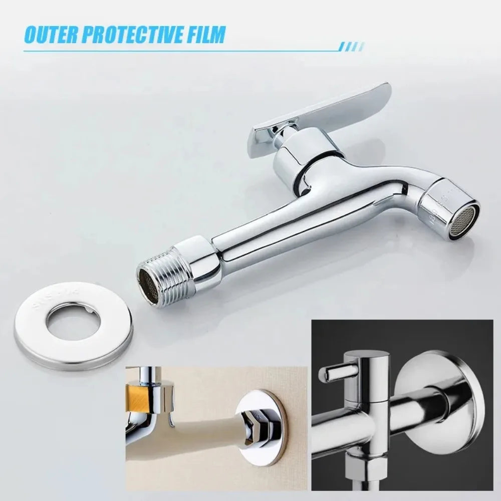 Couvercle décoratif de robinet auto-adhésif en acier inoxydable, 1 pièce, finition chromée pour tuyau d'eau, couvercles muraux, accessoires de salle de bains