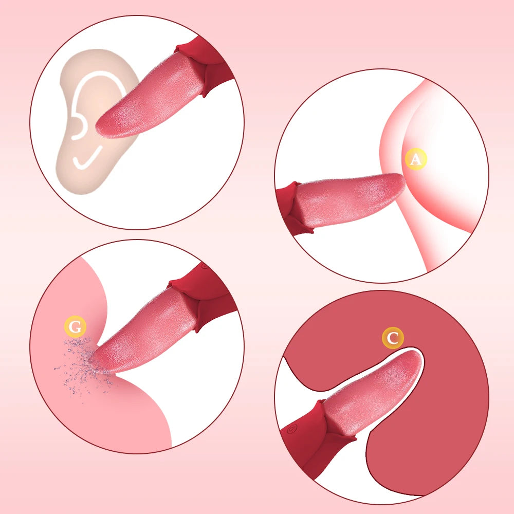 Vibromasseur Rose à succion avec léchage de langue pour femmes, Stimulation clitoridienne, stimulateur de mamelons, produits pour adultes, jouets sexuels
