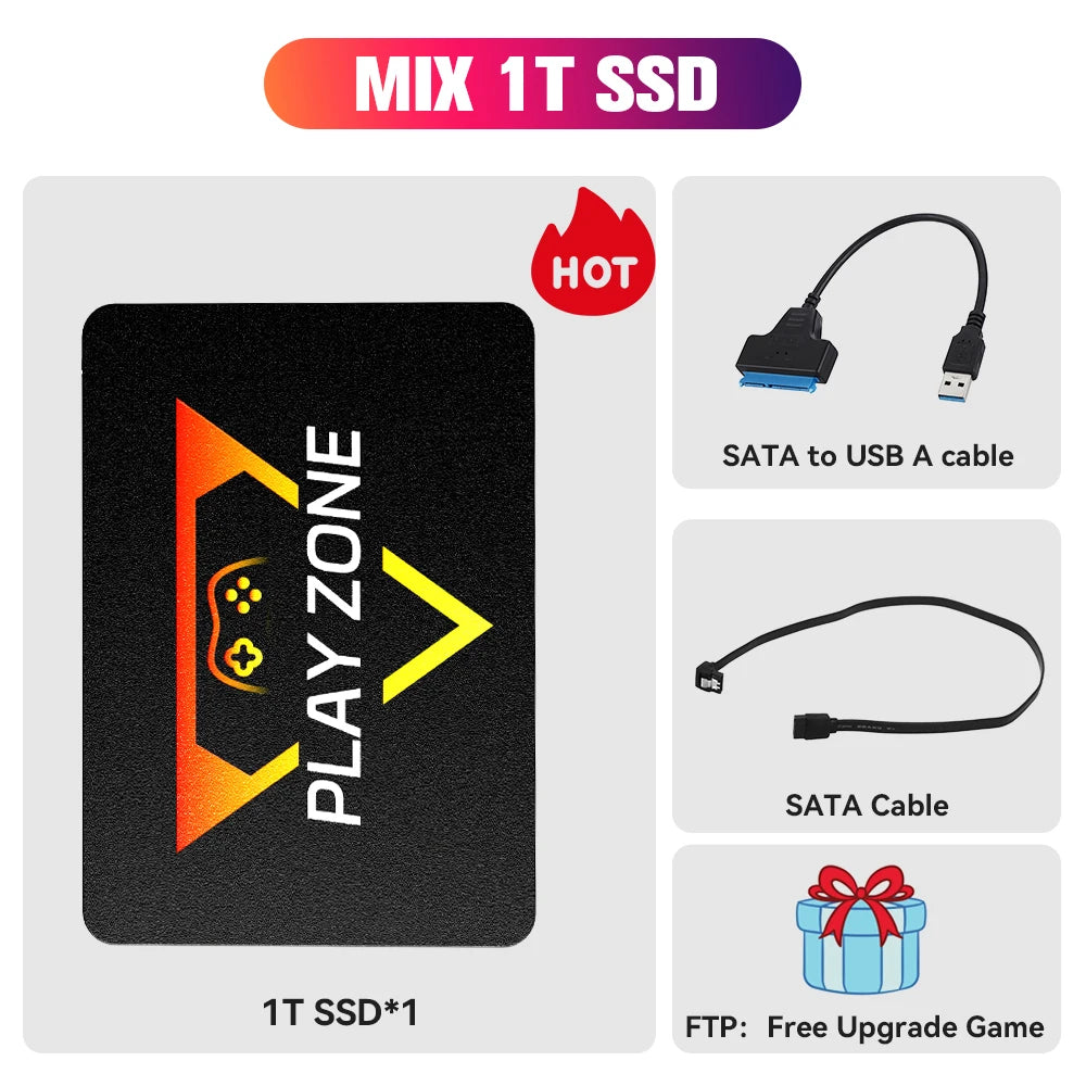 Play Zone 1T jeu SSD pour PS5/PS4/PS3/PS2/Switch/Xbox/WIIU 80 + émulateurs boîte de lancement & Retrobat & Playnite 16191 jeux pour PC/ordinateur portable