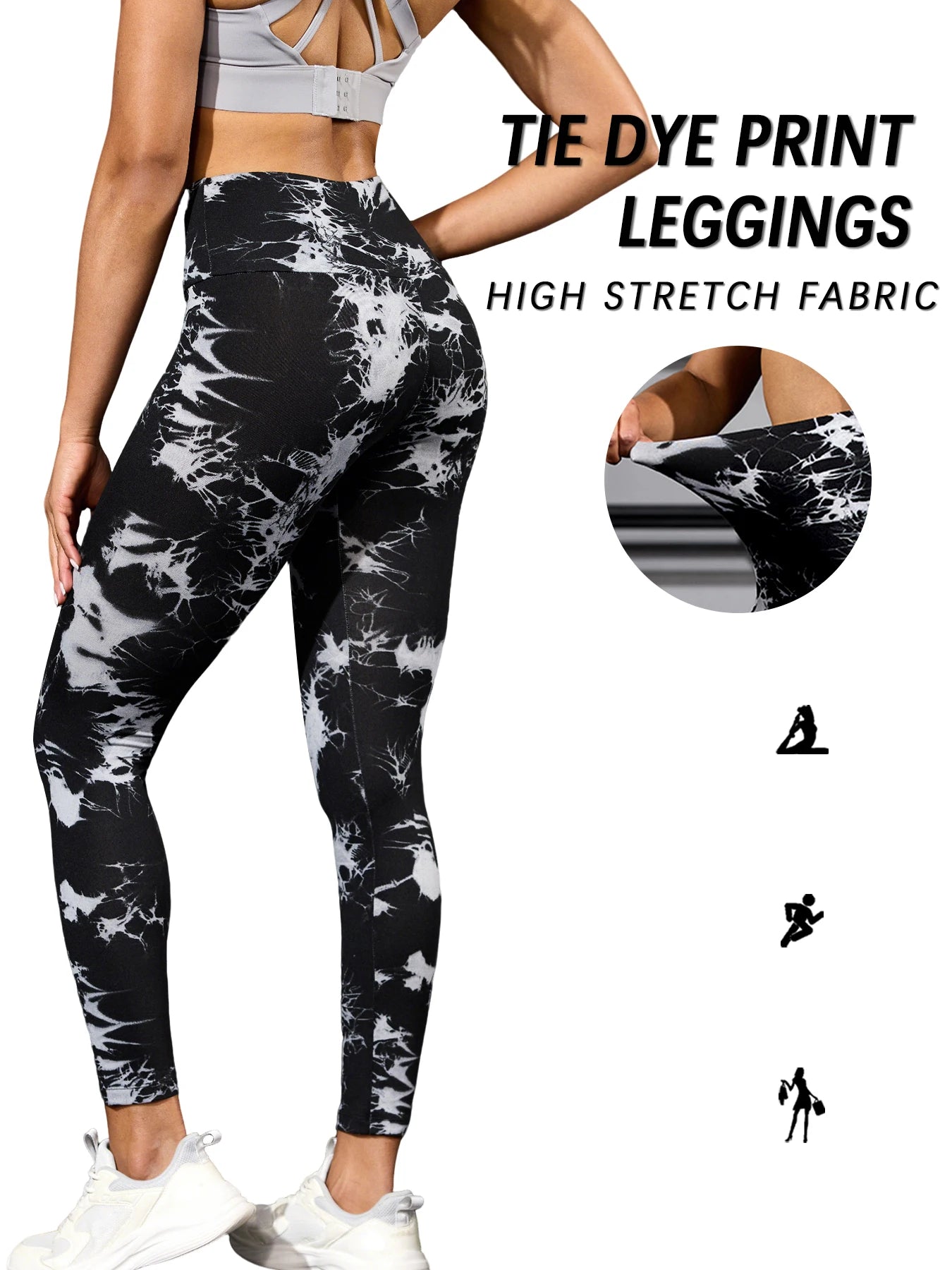 Leggings de teinture par nouage taille haute pour femmes, collants d'athlétisme, de Yoga, de course, de gymnastique, non transparents, Push Up, Fitness