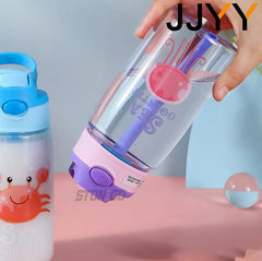 Bouteille d'eau portable avec paille et poignée pour enfants, gobelet pour enfants, 1PC