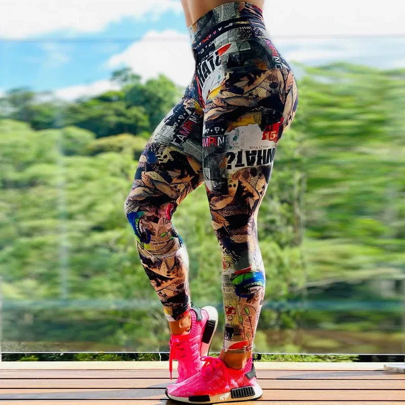 Leggings femmes Sexy Sport gymnastique entraînement imprimer taille haute pantalons de Yoga Fitness Joggings course entraînement Legging femmes vêtements
