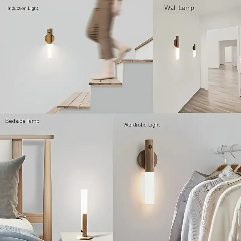 Veilleuse à détecteur de mouvement intelligent-éclairage ambiant LED, lumière murale/armoire rechargeable pour chambre à coucher, pépinière, couloir, décoration de cuisine