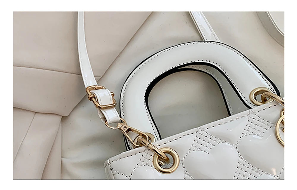 Red Love - Women's Patent Leather Handbag, Glossy Surface, High-End Design, Wedding Cuff Bag, Striking Shoulder Bag, New Fashion 
