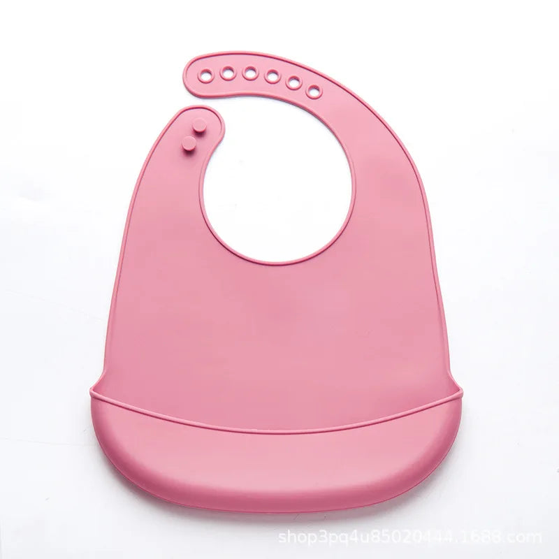 Bavoirs imperméables en Silicone pour bébés, couleur unie, réglage à 6 vitesses, poche de salive, tissus à roter pour enfants, accessoires pour nouveau-nés