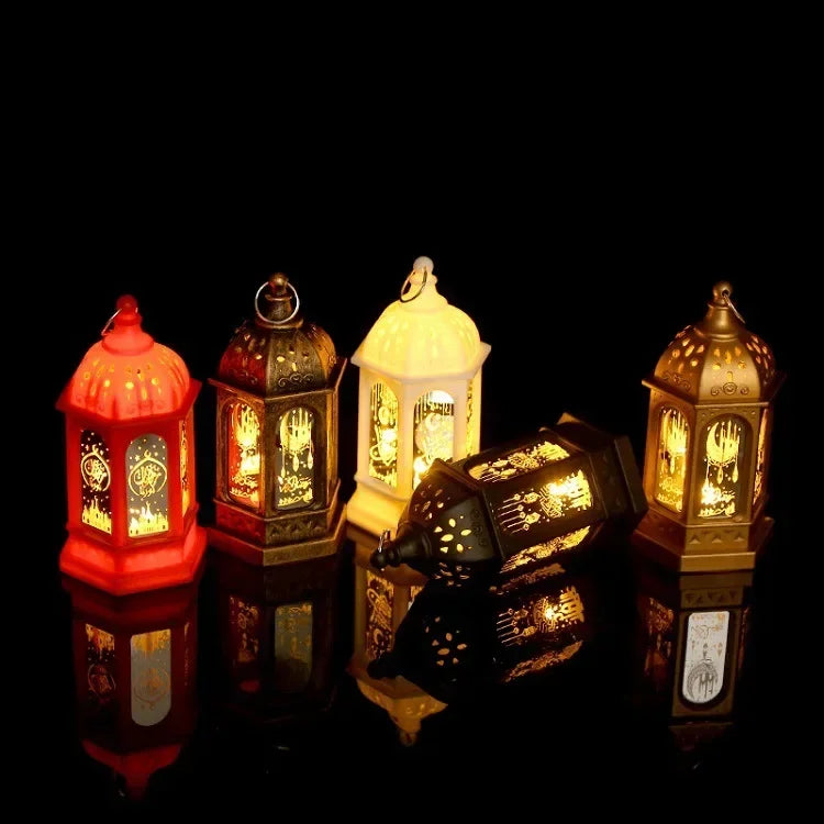 Ramadan Muslim Lantern, Eid Mubarak Ornament, LED Night Light for Festivals, Eid Al Adha Gift, Ramadan Gurbang Decoration for Home