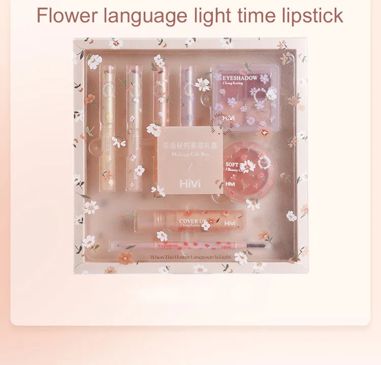 Ensemble de beauté 8 pièces avec rouge à lèvres, correcteur, fard à paupières, sourcils et fard à joues