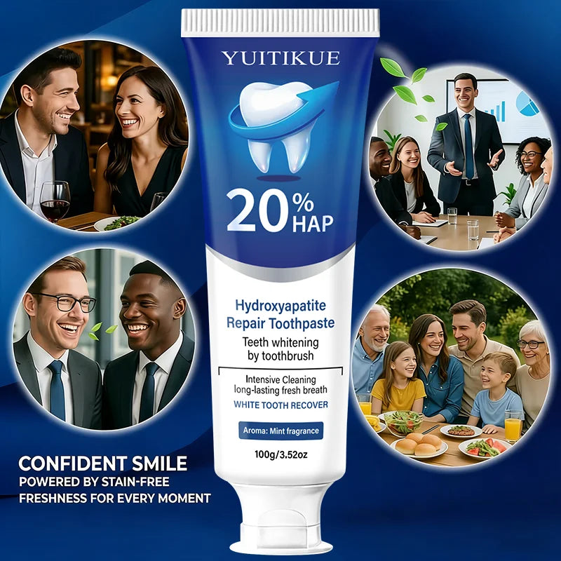 Dentifrice hydroxypatite 20% pour un nettoyage en profondeur et un blanchiment, rafraîchit l'haleine, des gencives, élimination de la Plaque dentaire