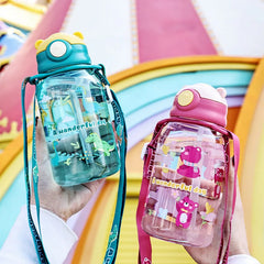 1PC enfants eau Sippy tasse enfants bouteille d'eau avec paille et poignée Portable bouteille à boire tasse enfants