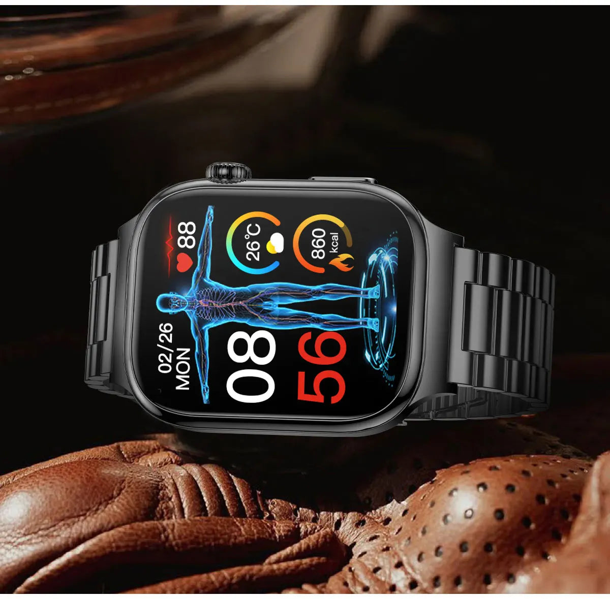 2025 nouvelle montre intelligente 2.04 pouces écran acide urique lipides sanguins composition corporelle cinq détecteurs 650mAh sport HD appel montre intelligente