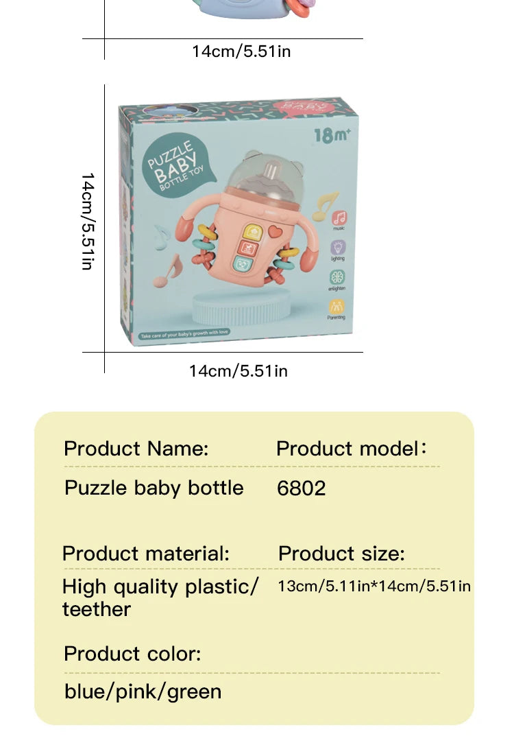 Hochet pour bébé, jouet d'apprentissage sensoriel Musical avec musique et lumières, sucette de dentition pour tout-petits, garçons et filles, cadeaux 0-24M