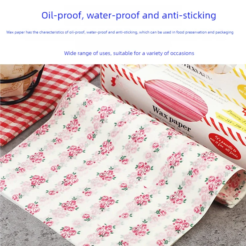 Papier ciré de qualité alimentaire, 50 pièces/lot, papier de graisse, emballages alimentaires, papier d'emballage pour pain, Sandwich, hamburger, frites, papier huilé, outils de cuisson