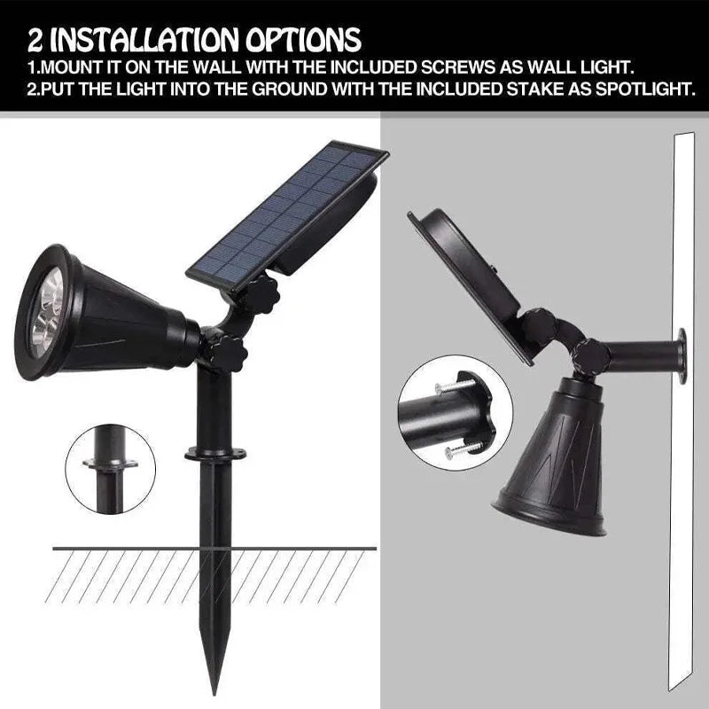 9 LED Solar Garden Spotlights, IP65 Waterproof, Adjustable Brightness, for Outdoor Backyard, Driveway, Lawn Decor Lighting