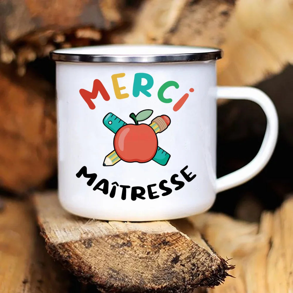 Tasse émaillée de remerciement, cadeau d'urgence pour les amateurs de café, cadeaux originaux pour les enseignants, cadeau de fin d'année scolaire, surprise pour l'enseignant