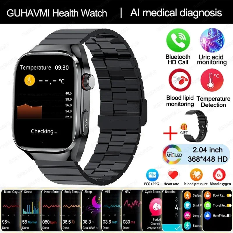 Xiaomi pression artérielle acide uricique graisse corporelle Smartwatch Micro examen physique orgue santé montres Bluetooth appel montre intelligente