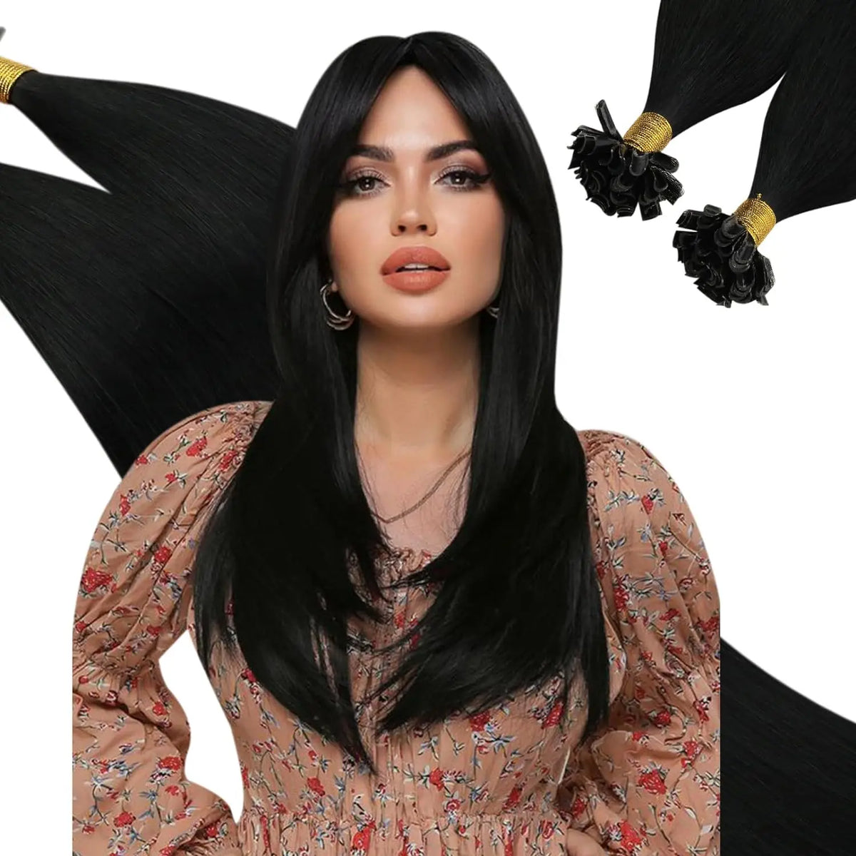 Ugeat U-Tip Human Hair Extensions 1g/s U-Tip Hair for Women 14-24" Pre-Glued Hair Extensions 50g/100g Keratin Tip Hair