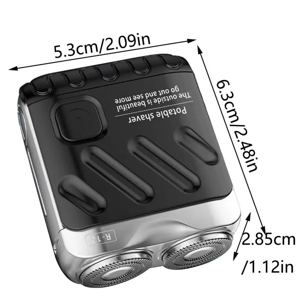 Mini Compact Electric Shaver for Men, Magnetic, Double Head, Portable, Rotary, Waterproof, 9000 Revolutions, Beard Trimmer for Dad