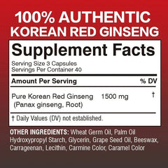 Supplément coréen au ginseng Panax rouge – Améliore l'endurance, la force et l'équilibre de l'humeur fort pour l'énergie, l'endurance et la concentration – 120 pièces
