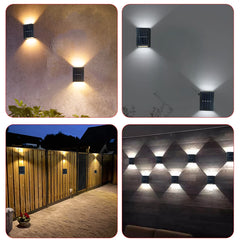 Applique murale solaire extérieure, imperméable, éclairage lumineux haut et bas, pour jardin, cour, rue, décor de paysage