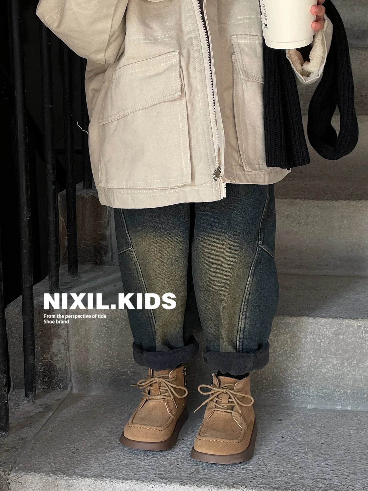 Bottes de neige en cuir véritable pour enfants, peluche, daim, semelle souple, rinçage, extérieur, chaud, garçons, filles, taille 22-33, hiver