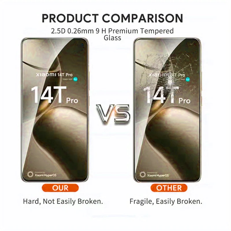 Tempered glass screen protector, 3-pack, for Xiaomi Mi 15T, 14T, 13T Pro; Protective film for Xiaomi Mi 12T, 11T, 10T Pro