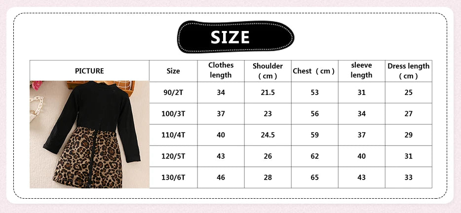 Girls' costume with round neck and long sleeves, leopard print skirt with zipper, fashionable for holidays and leisure, spring and autumn