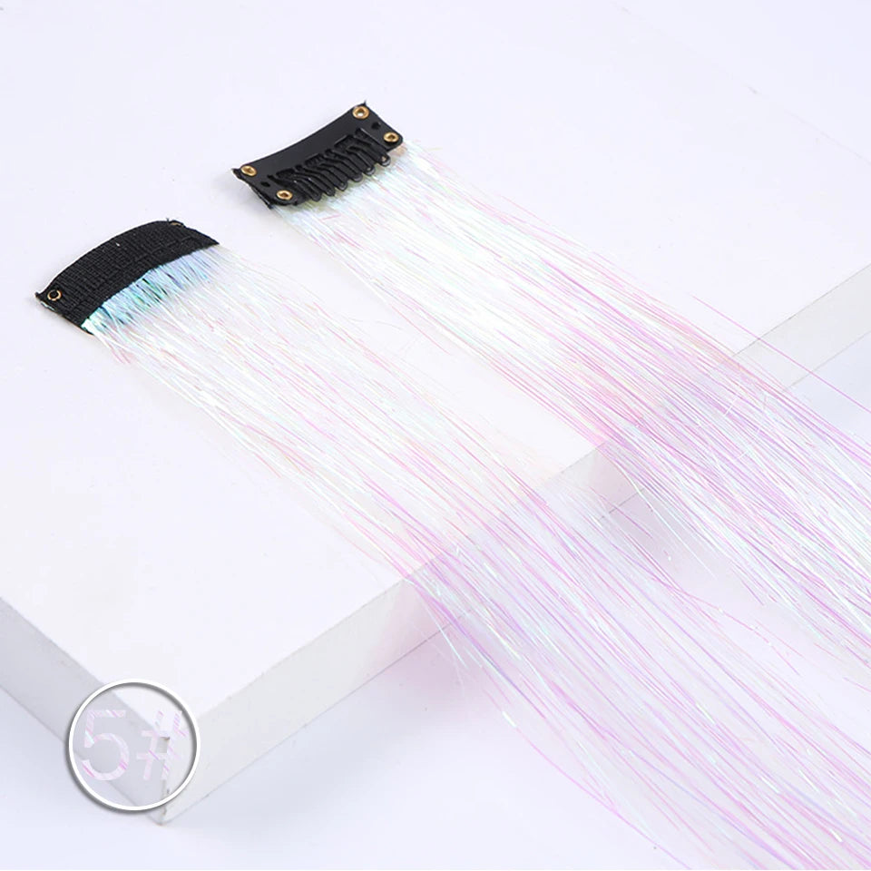 Colorful curly synthetic hair extensions for girls, long clip-in hairpiece, multicolored party strands, wig piece, for women and children