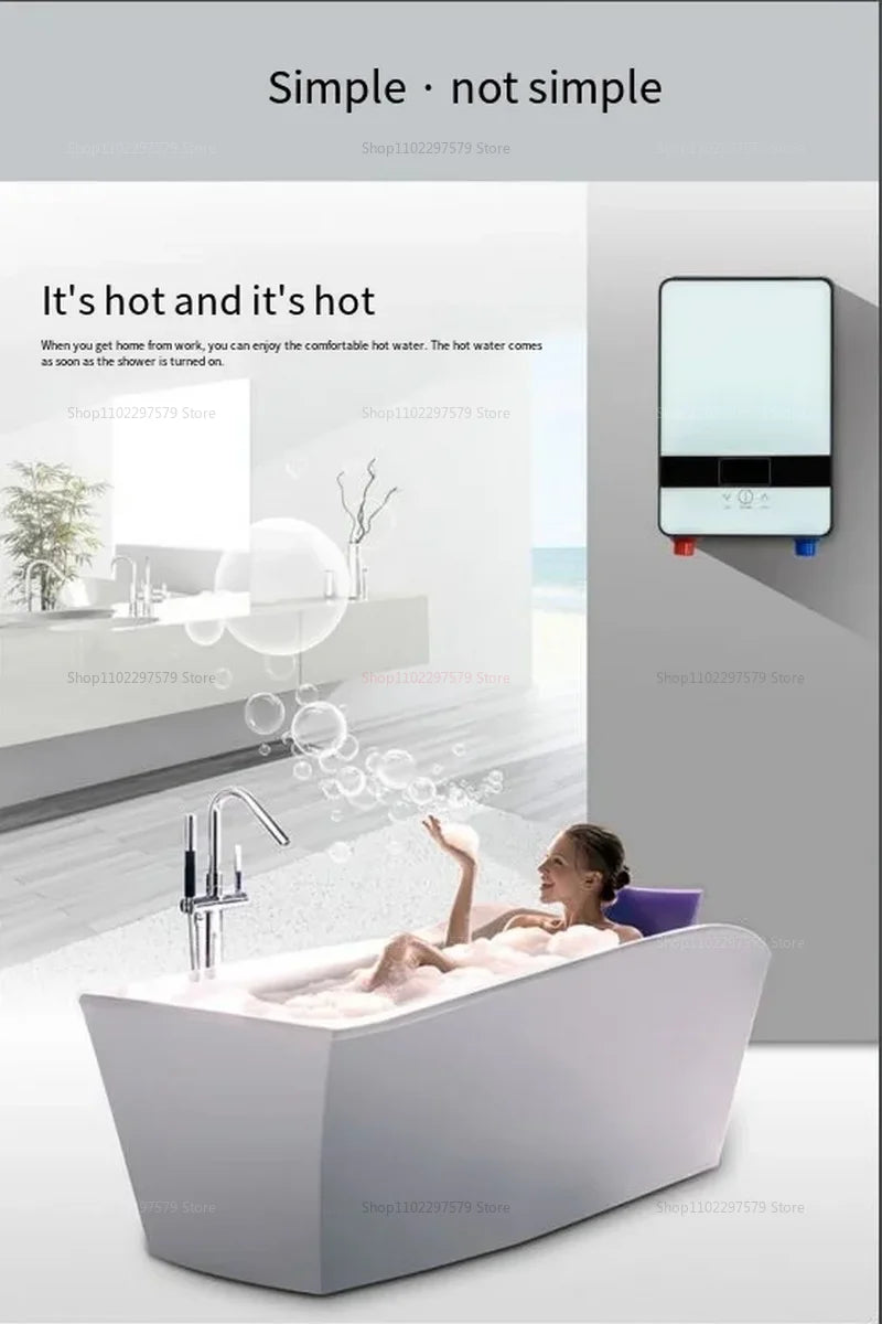 Chauffe-eau électrique instantané Portable petit chauffage rapide adapté pour salle de bain cuisine douche eau chaude rapide lorsqu'il est nécessaire