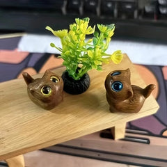Cute handcrafted kitten figurine, miniature wooden cat, home decoration, cat event sculpture, souvenirs, home decor, ornament figurines