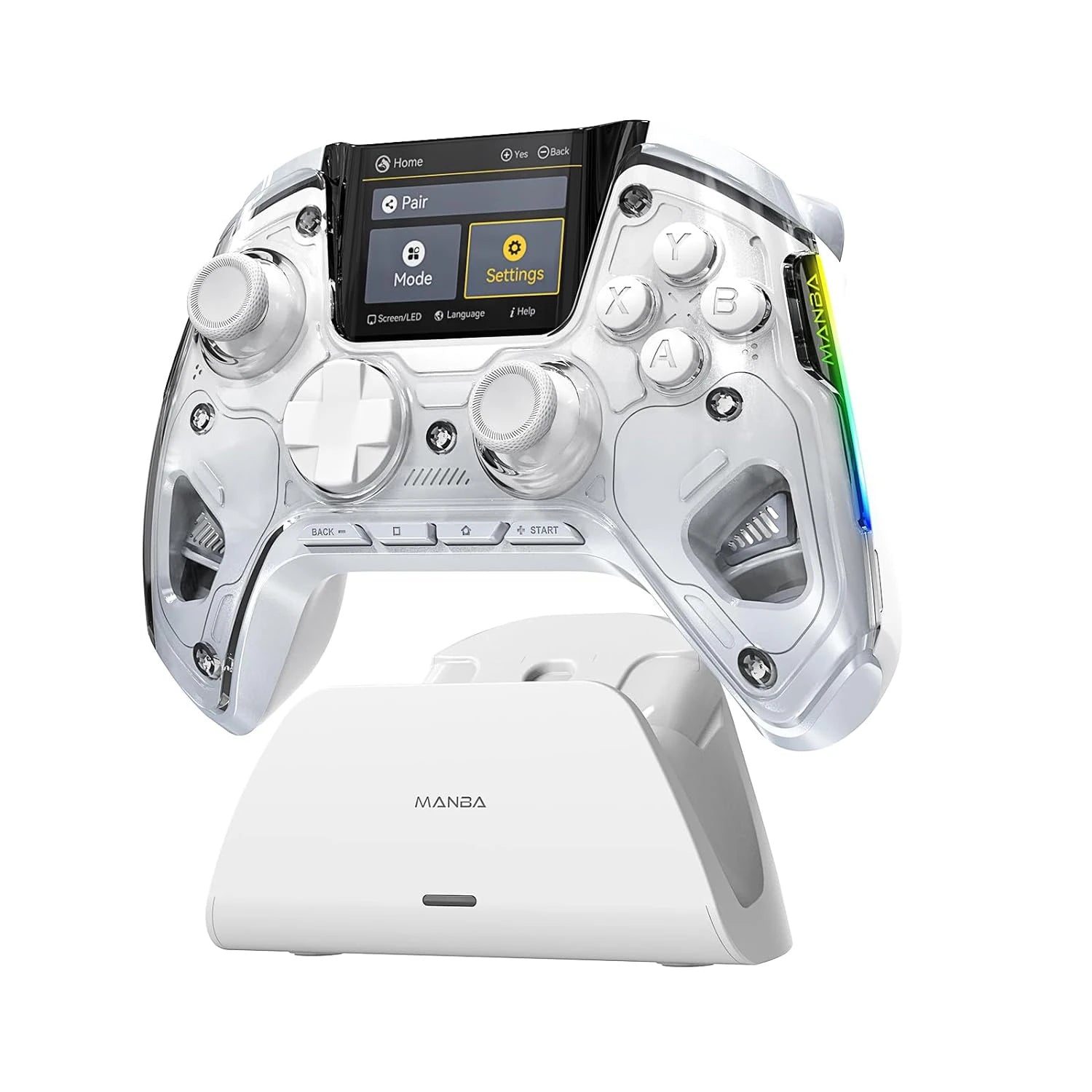 Contrôleur de jeu sans fil à écran interactif, pour Switch/PC/iOS/Android, bâton à effet Hall, lumière RGB 1800mAh avec station de chargement