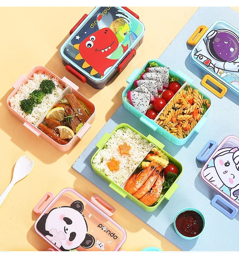 Boîte à déjeuner mignonne pour enfants, filles et garçons, avec compartiments, boîte à déjeuner Bento, étanche, boîtes à collations alimentaires pour enfants, nouveau 2025