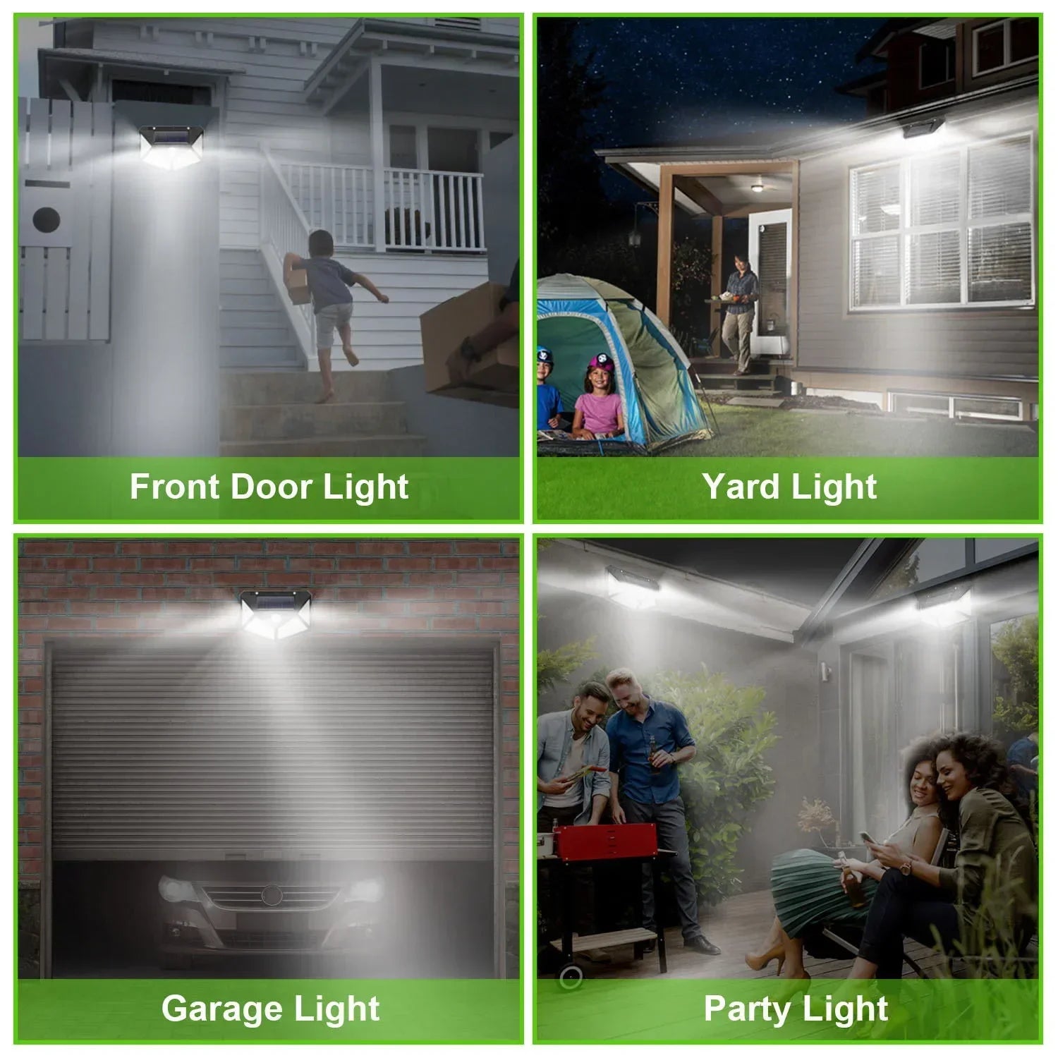 Lampe solaire LED multifonctionnelle avec détecteur de mouvement, lumière du soleil étanche, décoration de jardin extérieur, 62 projecteurs