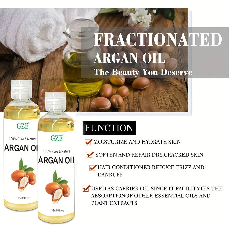 GZE Huile d'argan marocaine biologique Hydratant pur pressé à froid vierge de qualité supérieure pour peau sèche, endommagée, cheveux, visage, corps, cuir chevelu