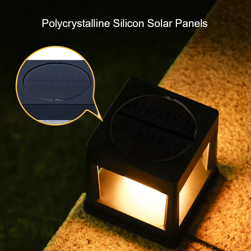 2-LED outdoor solar light, waterproof pillar lights, capital lights, for yards, lawns, walkways, gardens, camping.