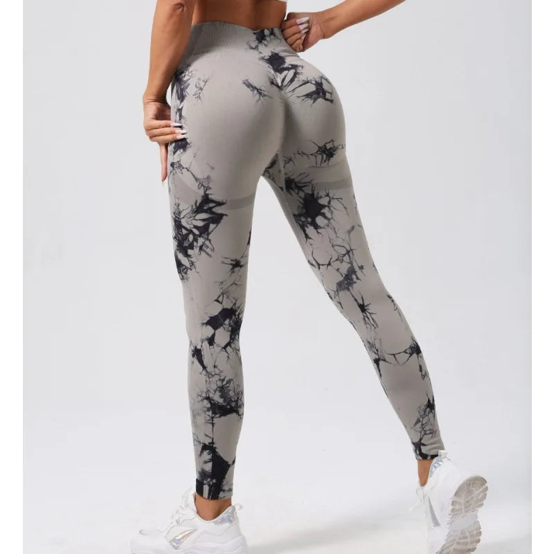 Femmes sans couture cravate colorant Yoga Leggings taille haute Fitness Sexy mode Leggings exercice course levage fesses cyclisme Leggings
