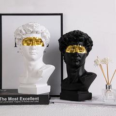 European home decor, David head resin statues, modern abstract art bust sculpture, practical sketch art