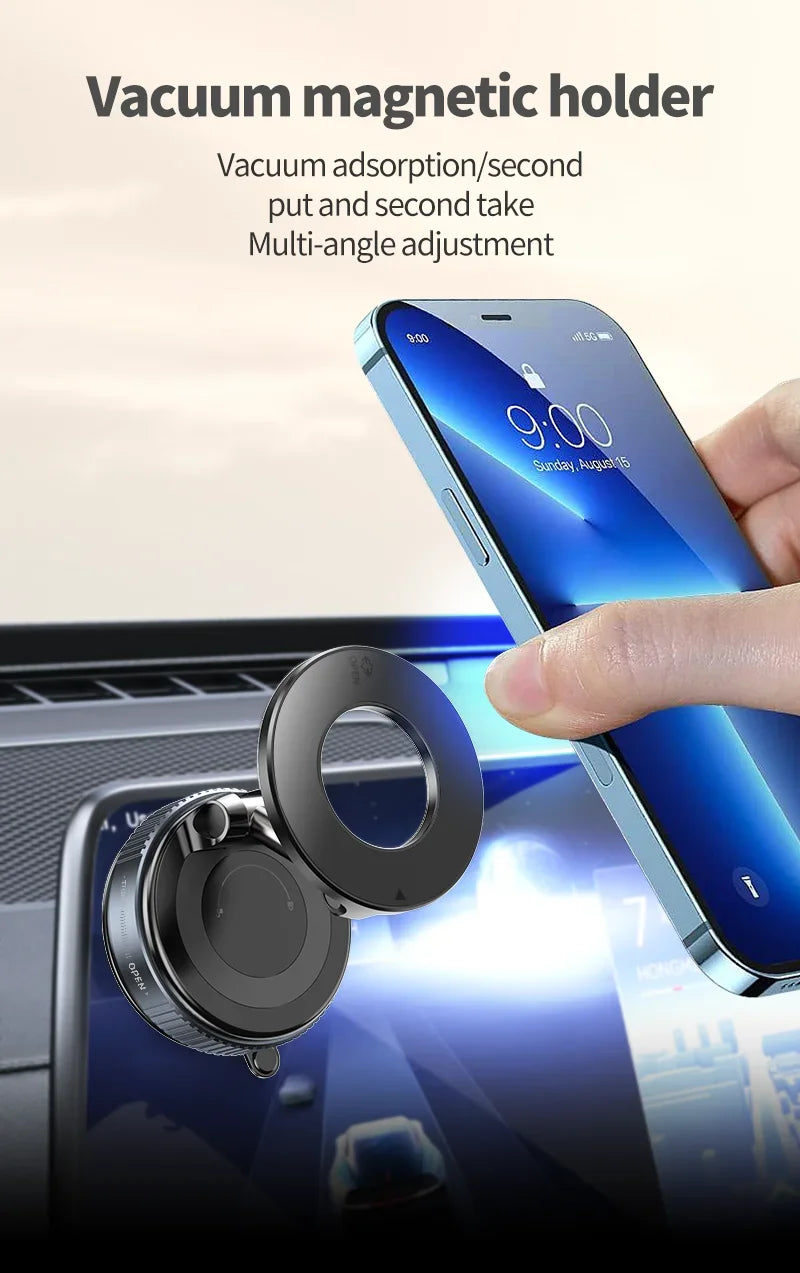 Support de téléphone magnétique pour voiture pliable Design 360 °   Support sous vide réglable pour voiture/bureau/salle de bain/utilisation universelle