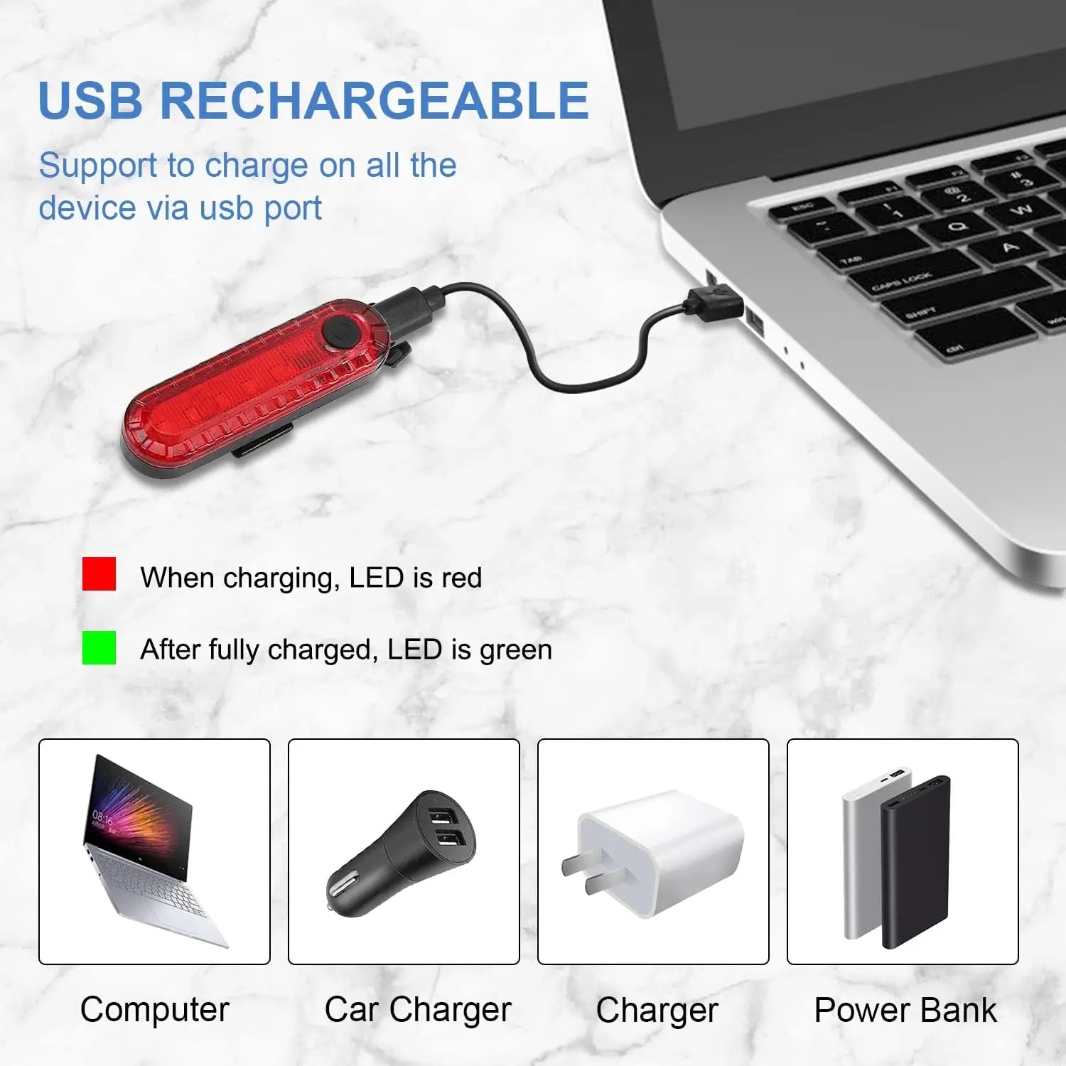 Feu arrière de vélo vtt, lumière rouge, lampe de sécurité chauffante, Rechargeable par USB, lumière Led, accessoires de vélo
