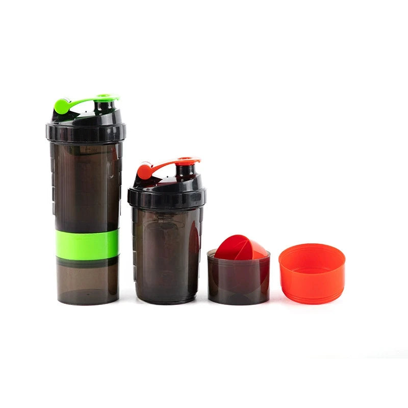 Bouteille de protéines Shaker à 3 couches, tasse à secouer la poudre, bouteille d'eau, tasse de mélange en plastique, bouteille d'exercice de musculation