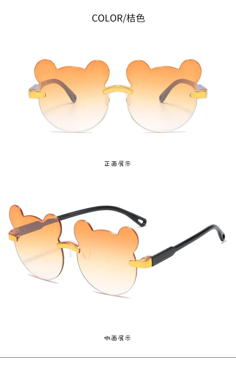 Lunettes de soleil pour enfants en forme d'ours lunettes pour enfants dessin animé sans monture UV400 lunettes pour enfants en plein air Anti-éblouissement filles garçons lunettes de soleil