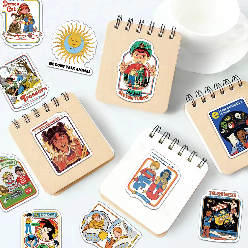 50 Pieces Creative Humorous Retro Decorative Stickers Phone Case DIY Decoration Notebook Water Cup Phone Case Custom Stickers