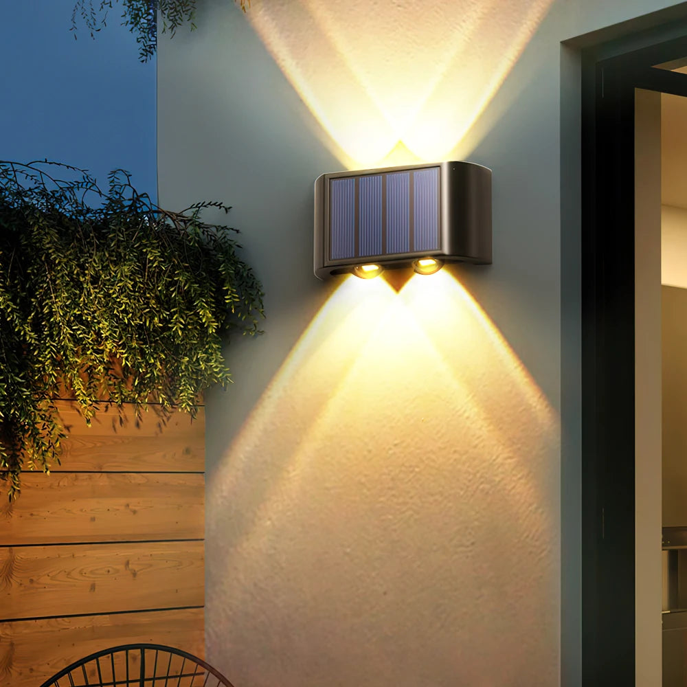 Applique Murale Solaire d'Extérieur, Lumière Chaude, Étanche, Haut et Bas, Éclairage de délégations, Cour, Décoration de Jardin, 4LED, 6LED, 8LED