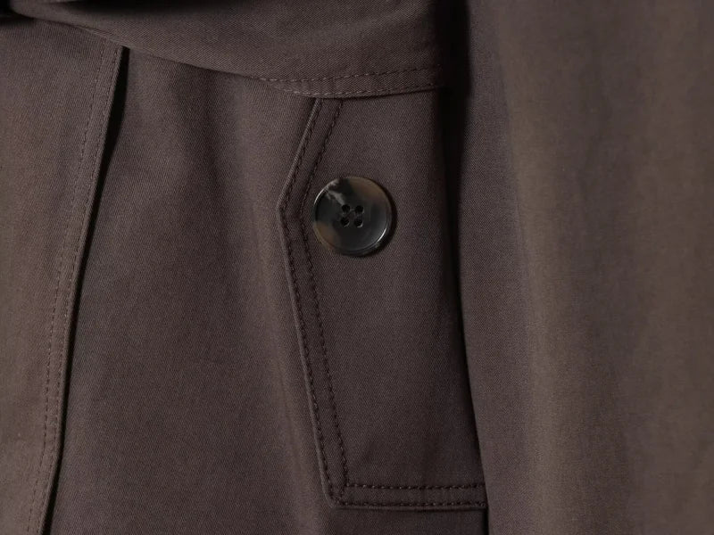 ETJ Autumn 2025 New Collection Women's British Style Double-Breasted Lapel Mesh Colour Belted Casual Trench Coat