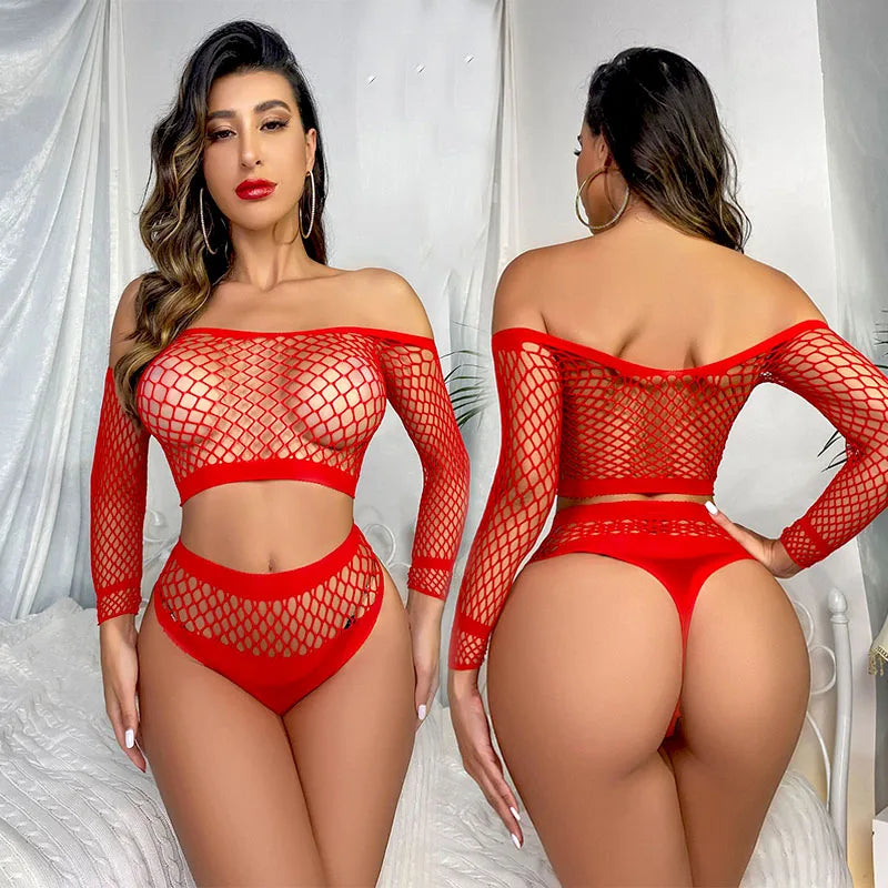 Nouvelle Lingerie Sexy femme résille Bikinis sous-vêtements de corps bas Sexy Body érotique Costume porno robe transparente maille ensemble de sexe