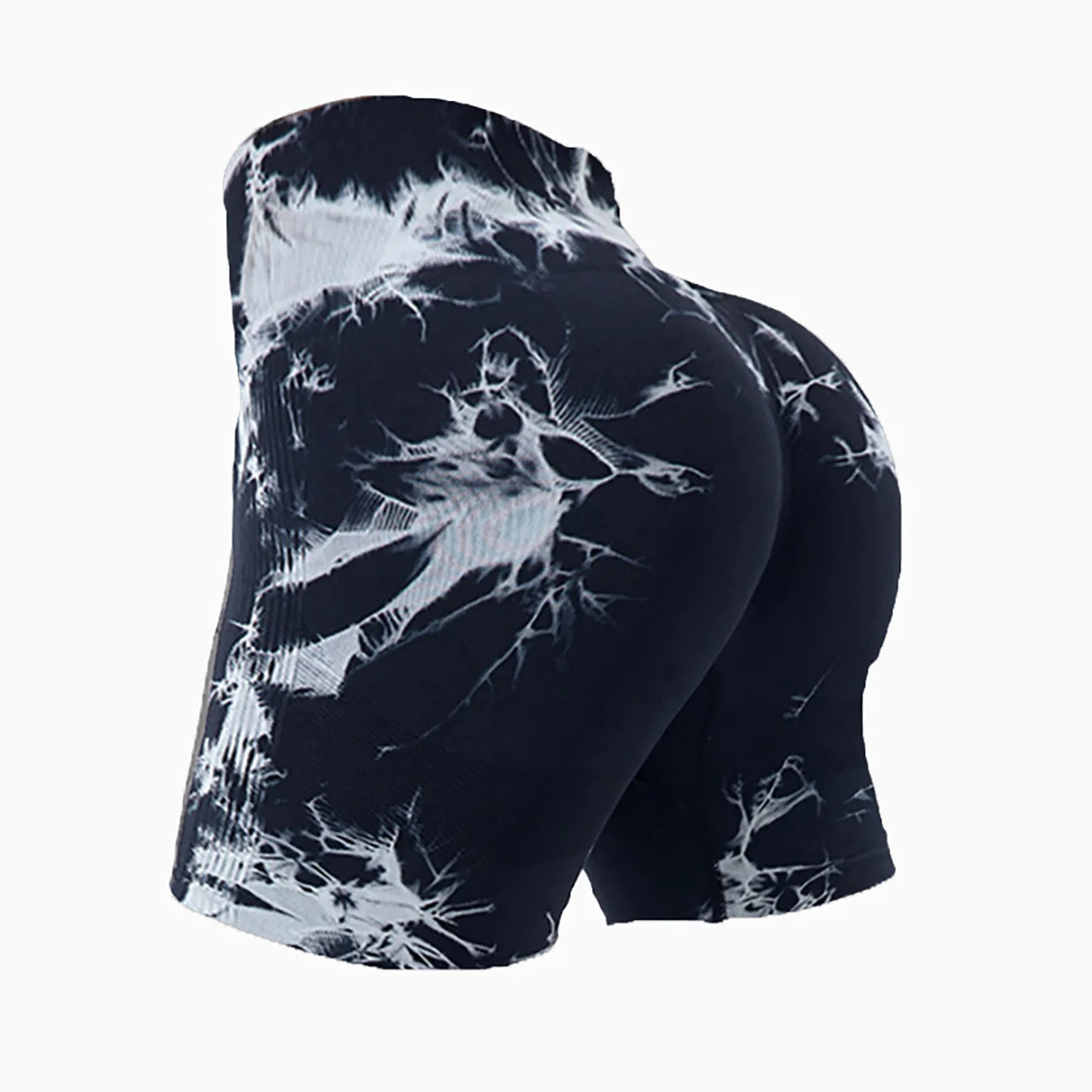 Women's 3-Piece Workout Shorts, Tie-Dye, Crinkled, Butt Lifting, High Waist, Yoga, Gym, Seamless Booty, Biker, Activewear