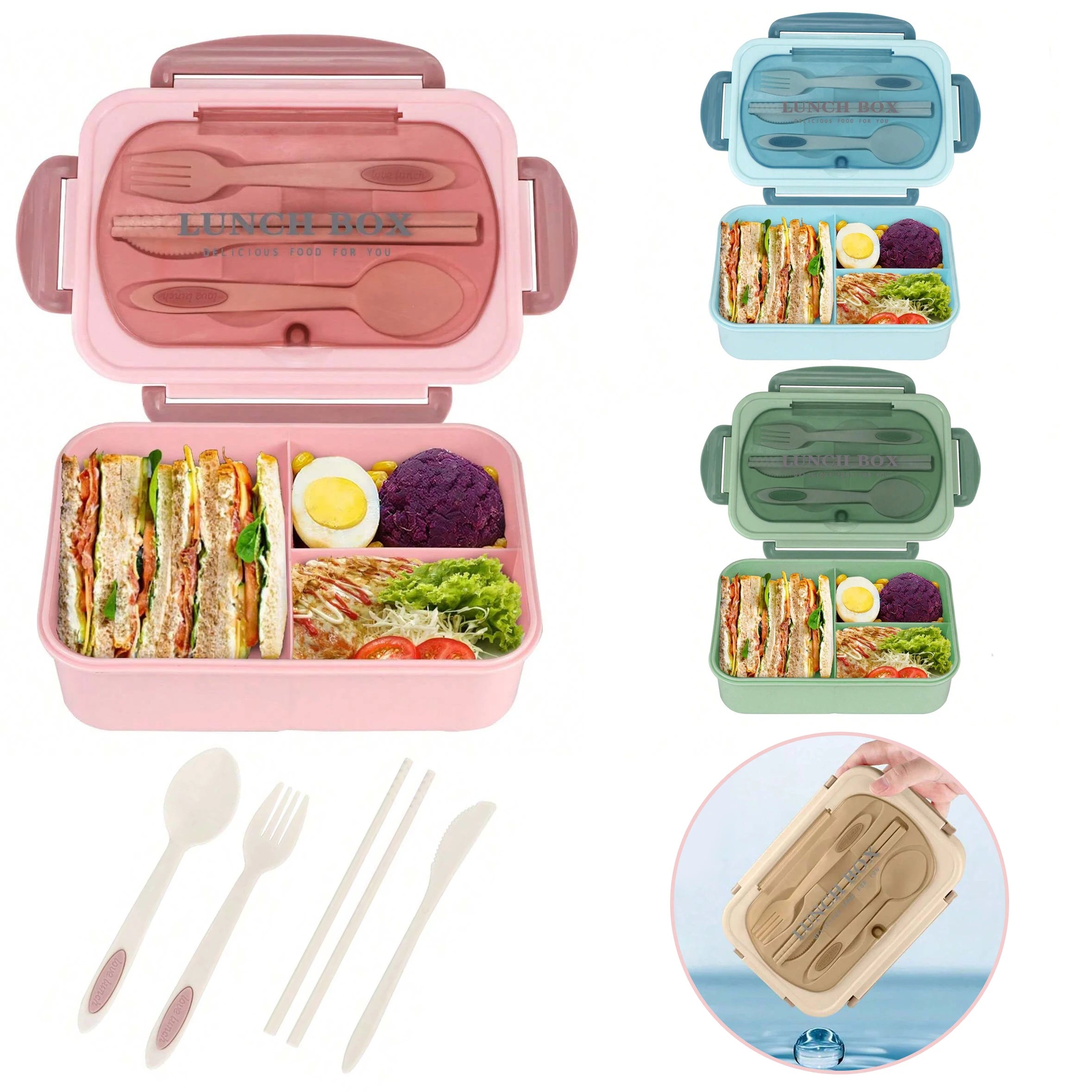 Boîte à Bento pour adultes, conteneurs pour adultes, hommes et femmes avec 4 compartiments, récipient alimentaire pour la rentrée scolaire