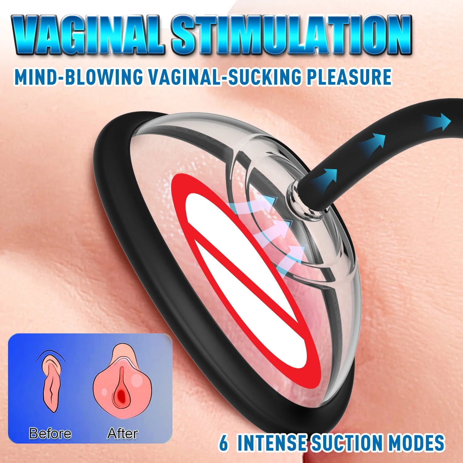 Electric BDSM suction pump for women, vibrating pussy pump, vacuum suction toy, vaginal sex pump, 7 suction cups, clitoral and nipple suction cup.