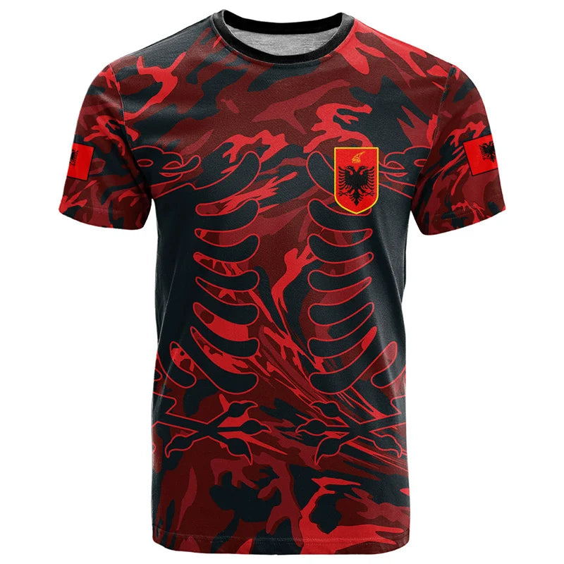 Maillot de Football albanie, T-Shirt de l'équipe de Football, vente en gros, drapeau des albanais 3D, t-shirts graphiques, emblème albanais, 2024